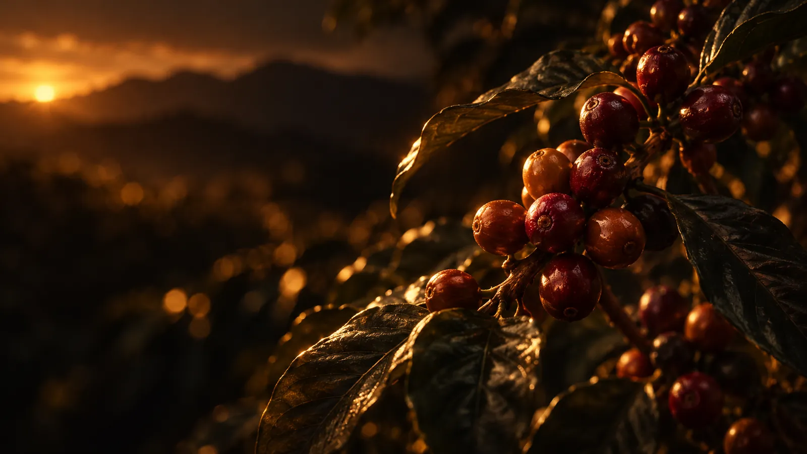Ilustración de ambiente: Tipos de café: arábica, robusta, liberica y excelsa